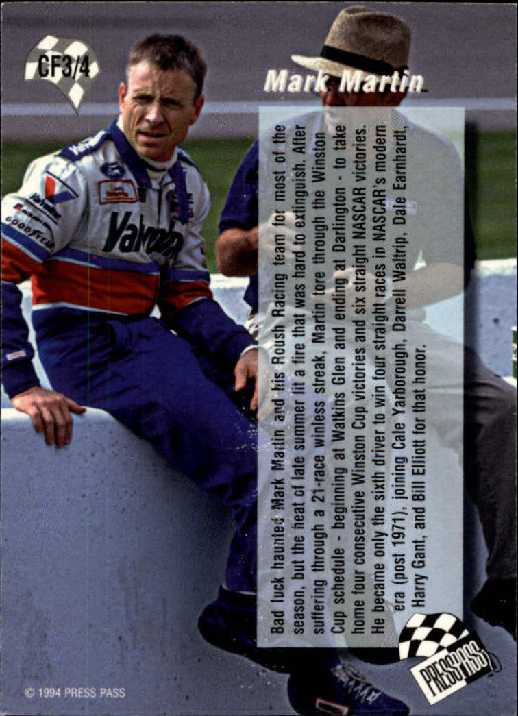 1994 Press Pass Checkered Flags #CF3 Mark Martin back image
