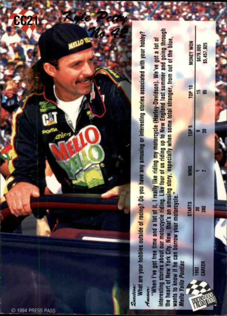 1994 Press Pass Cup Chase #CC21 Kyle Petty back image