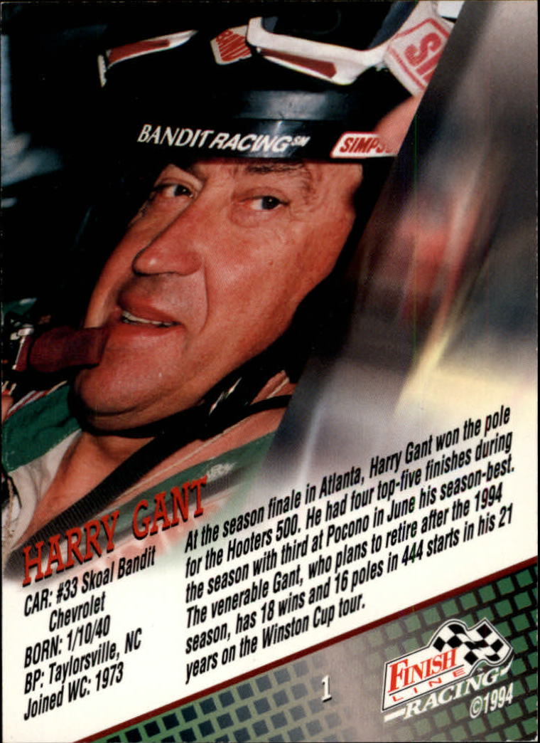 1994 Finish Line #1 Harry Gant back image