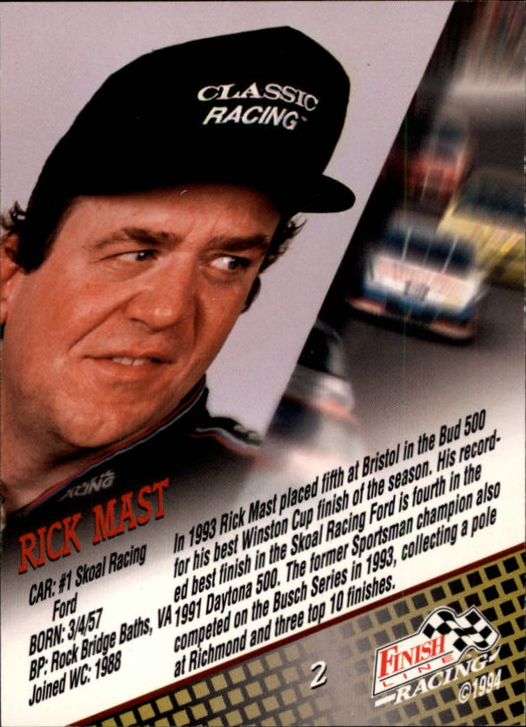1994 Finish Line #2 Rick Mast back image