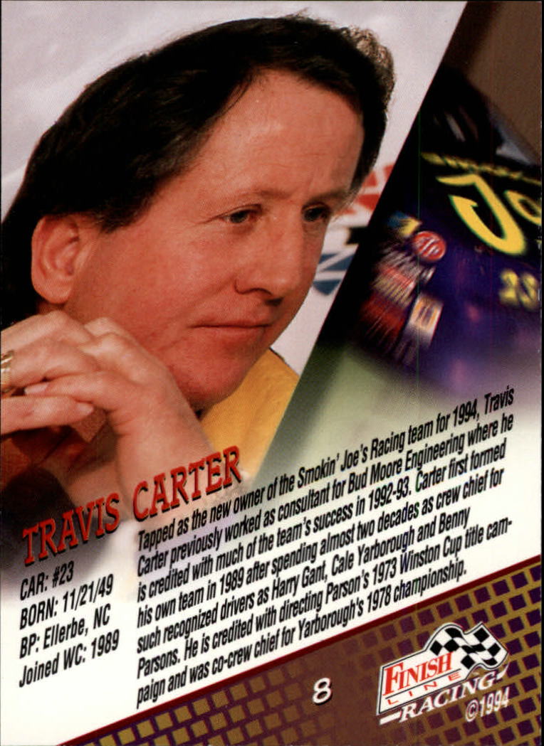 1994 Finish Line #8 Travis Carter back image