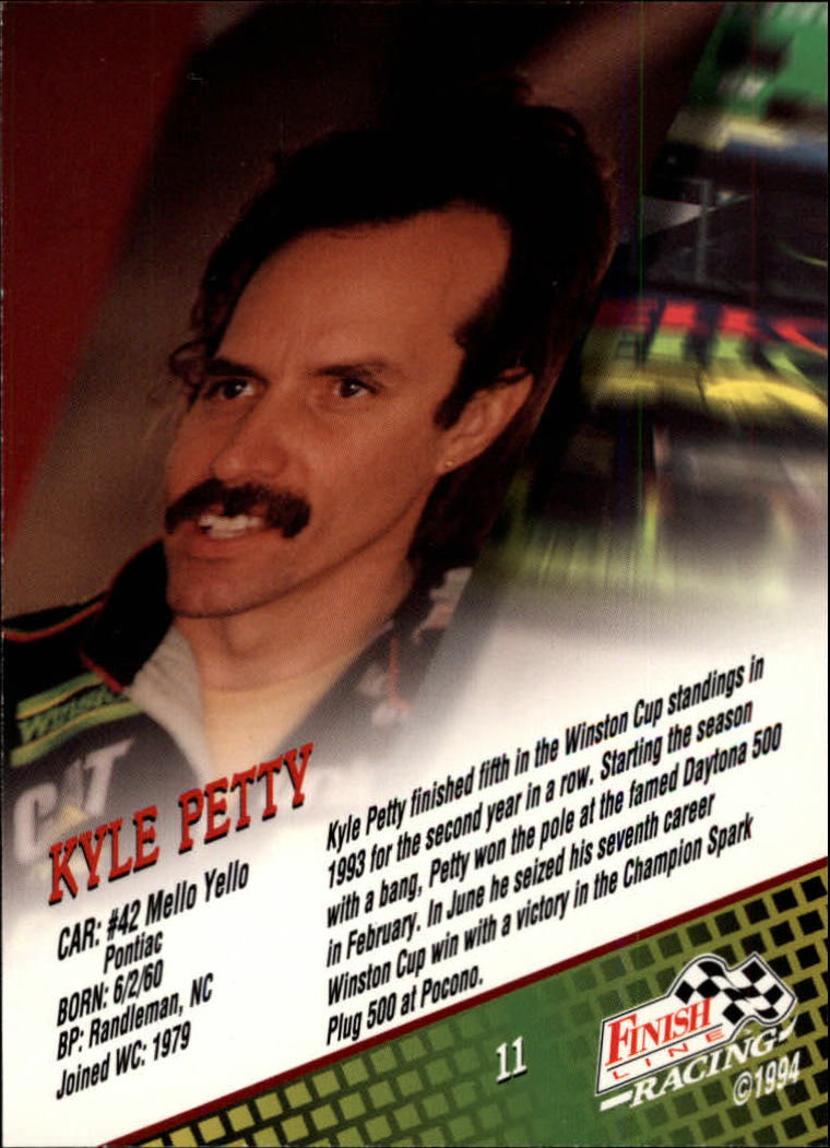 1994 Finish Line #11 Kyle Petty back image