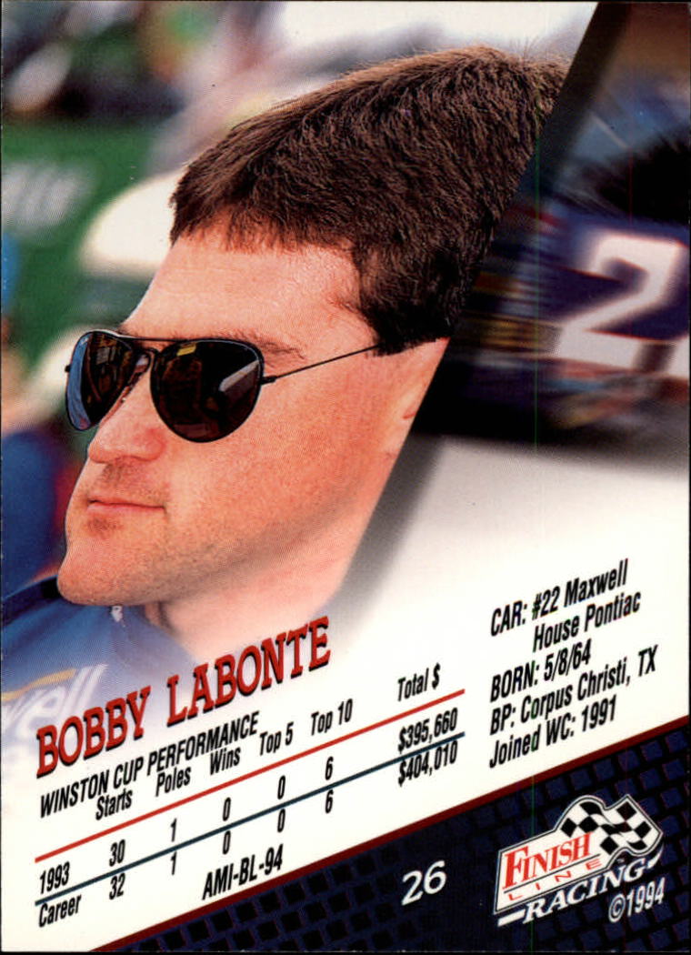 1994 Finish Line #26 Bobby Labonte back image