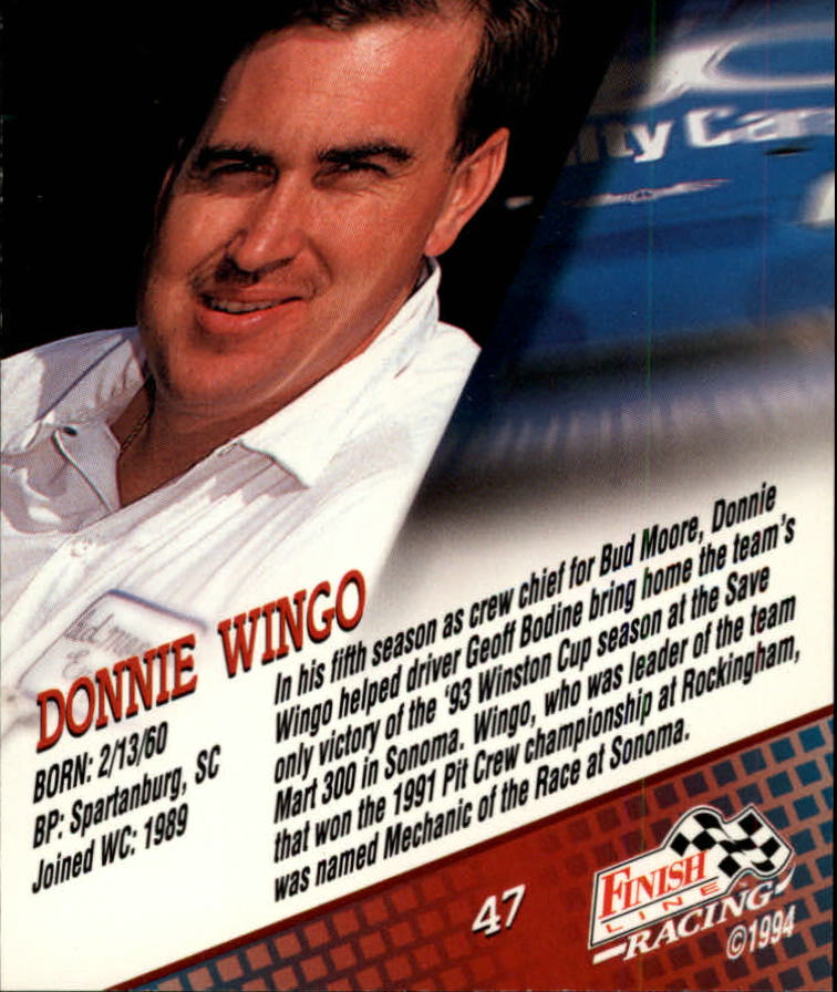 1994 Finish Line #47 Donnie Wingo back image