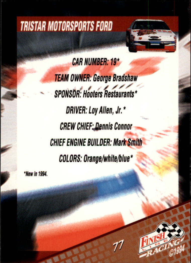 1994 Finish Line #77 Loy Allen Jr.'s Car back image
