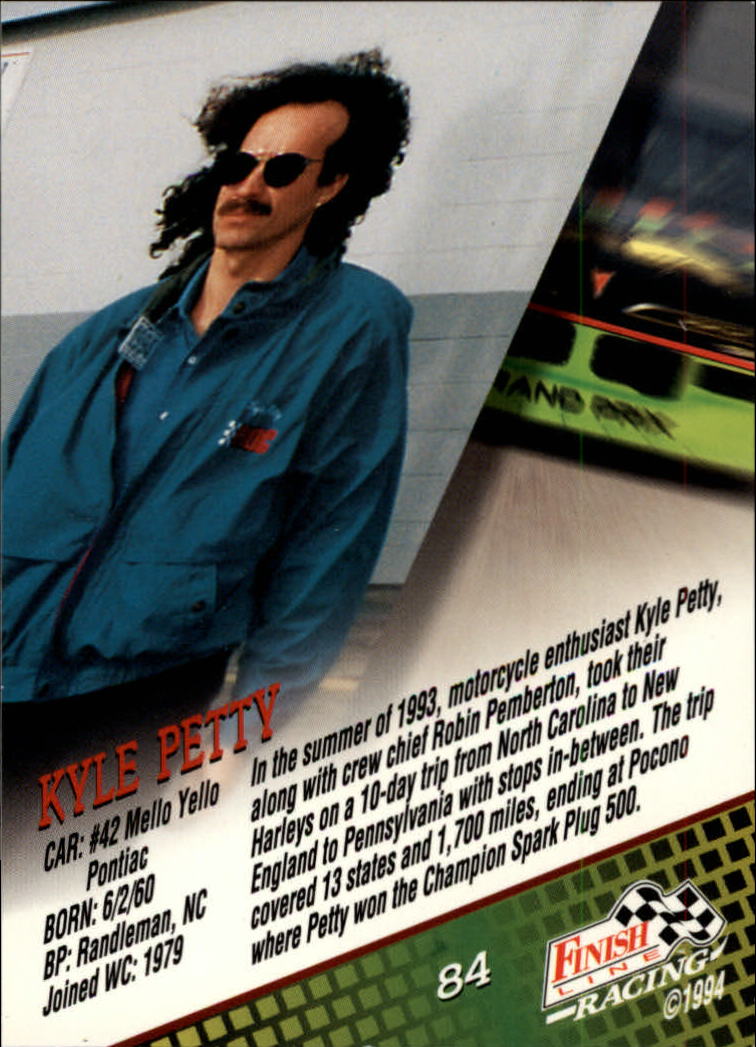 1994 Finish Line #84 Kyle Petty back image