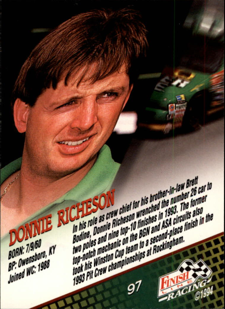 1994 Finish Line #97 Donnie Richeson back image