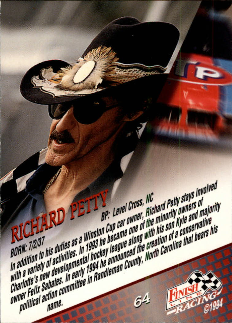 1994 Finish Line Silver #64 Richard Petty back image