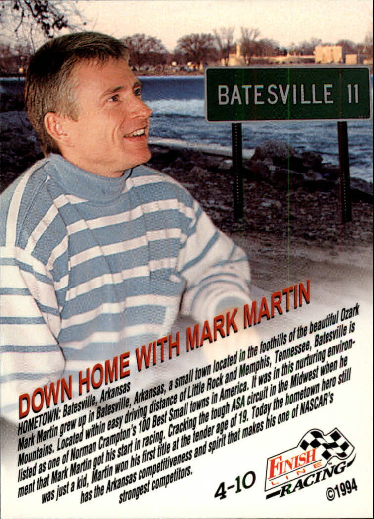 1994 Finish Line Down Home #4 Mark Martin back image
