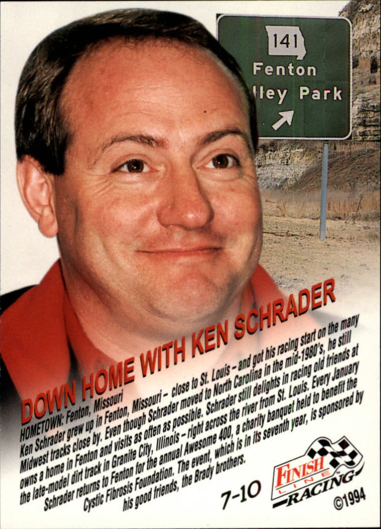 1994 Finish Line Down Home #7 Ken Schrader back image