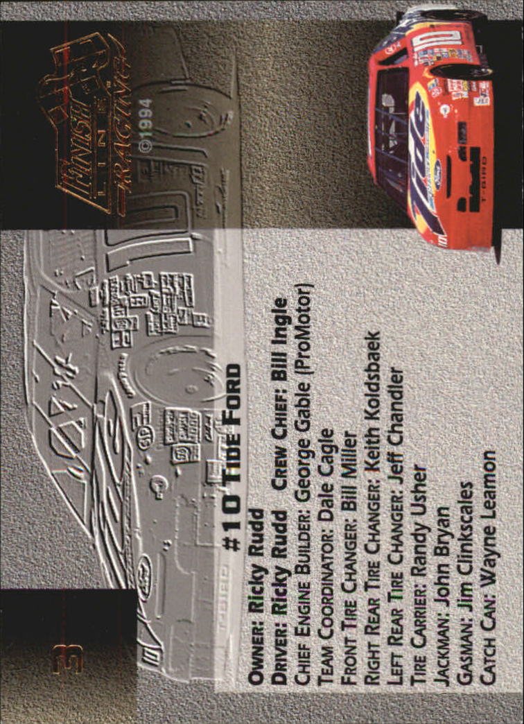 1994 Finish Line Gold #3 Ricky Rudd's Car back image