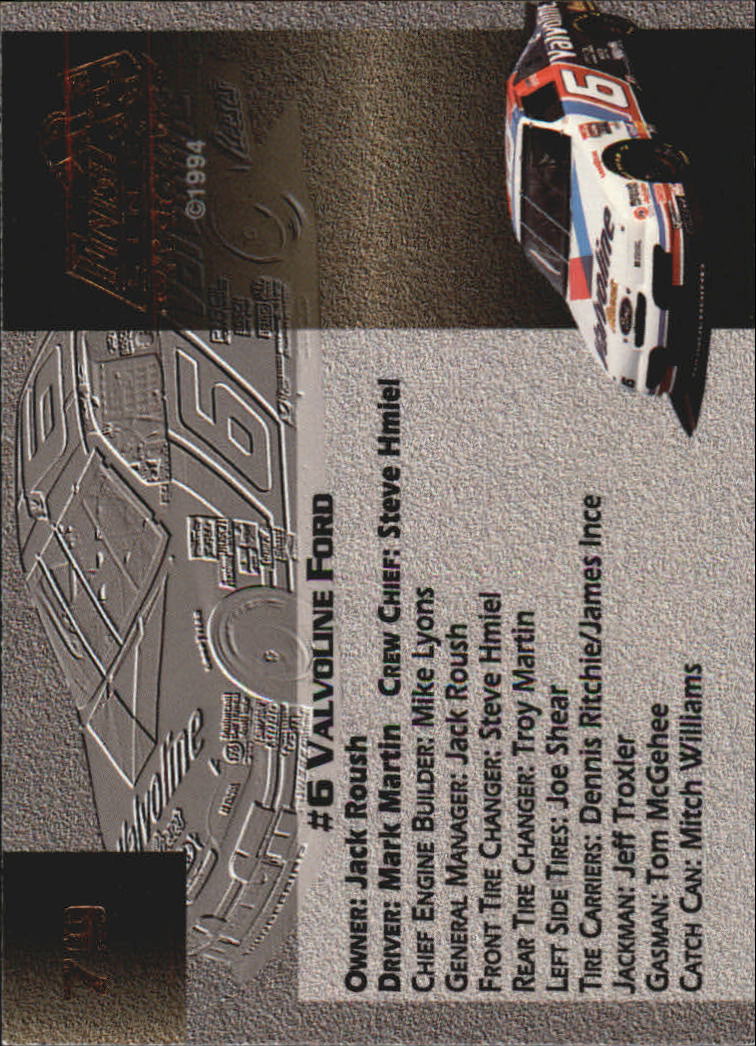1994 Finish Line Gold #79 Mark Martin's Car back image