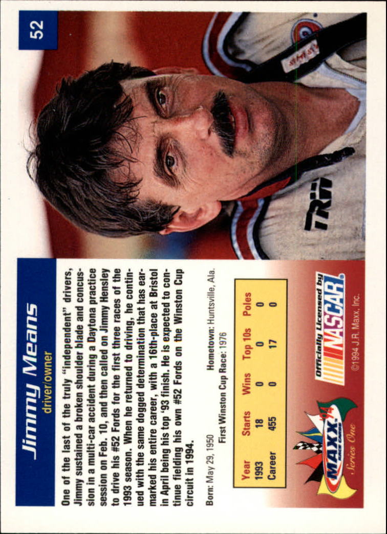 1994 Maxx #52 Jimmy Means back image