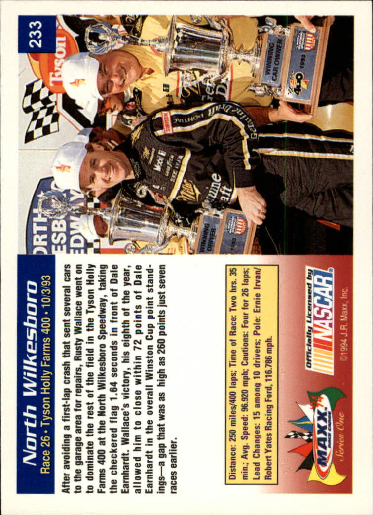 1994 Maxx #233 Rusty Wallace/Year in Review back image