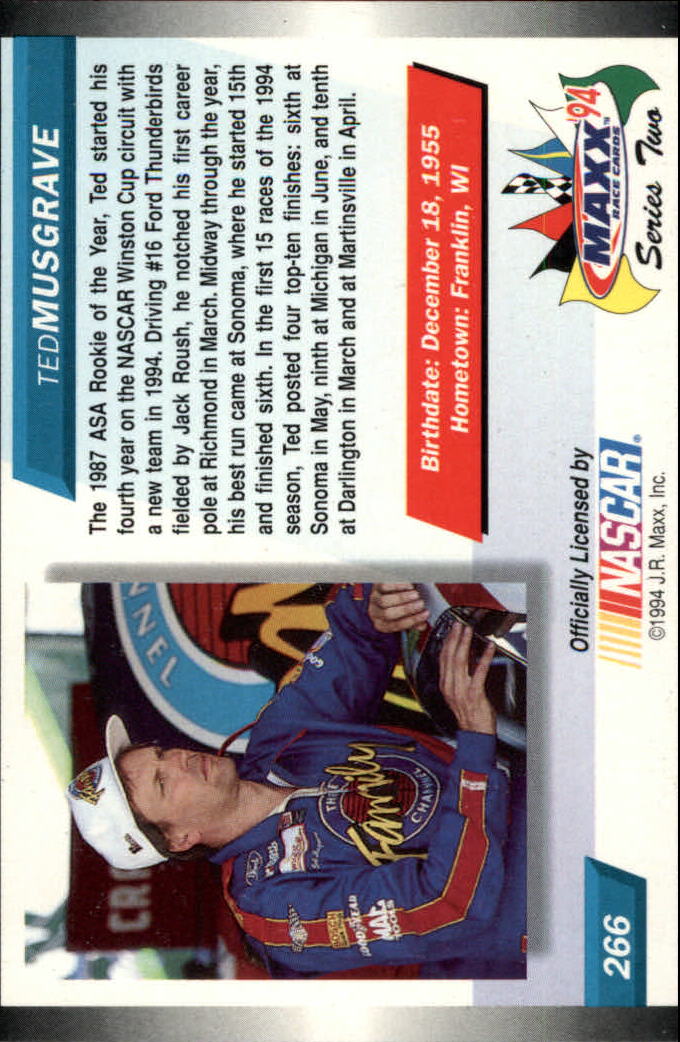 1994 Maxx #266 Ted Musgrave back image
