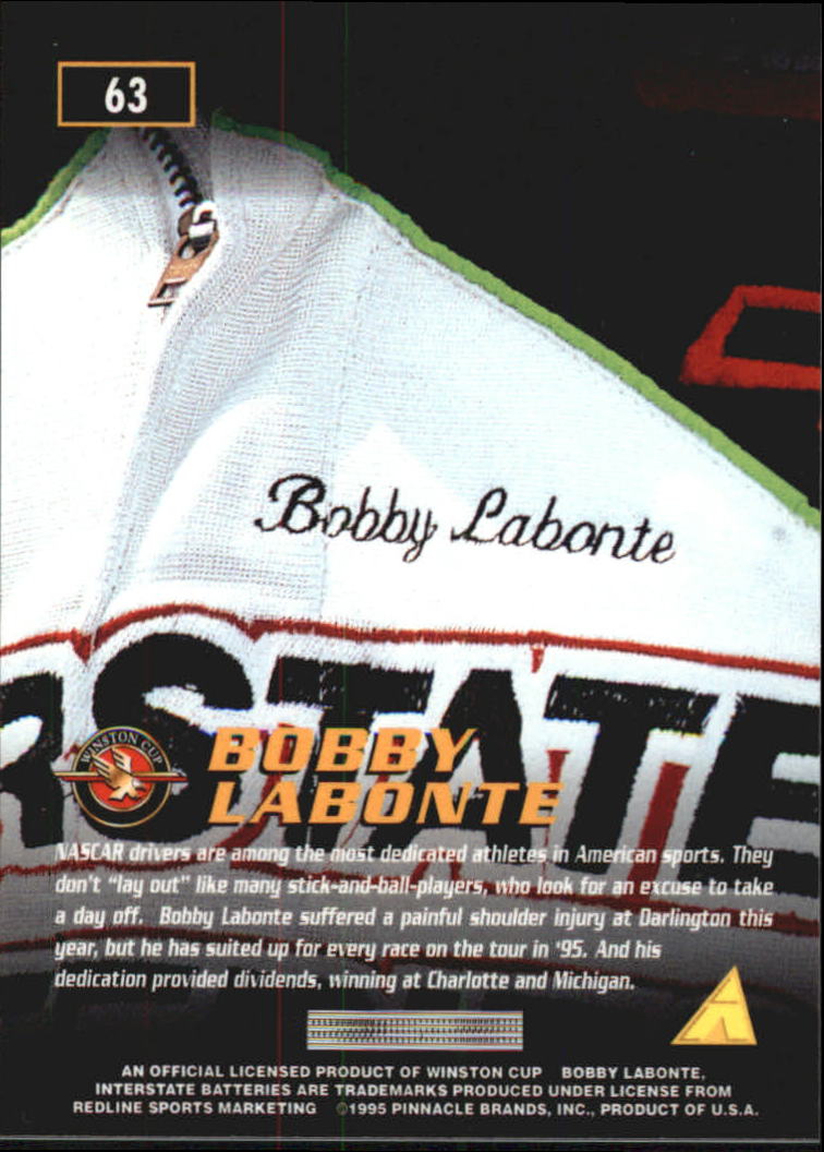 1995 Zenith #63 Bobby Labonte EOD back image