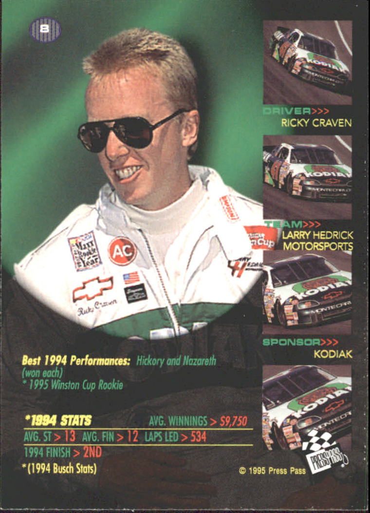 1995 VIP #8 Ricky Craven back image