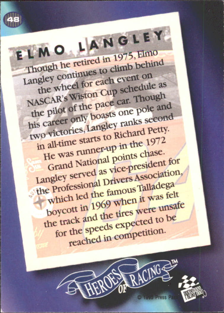 1995 VIP #48 Elmo Langley HR back image