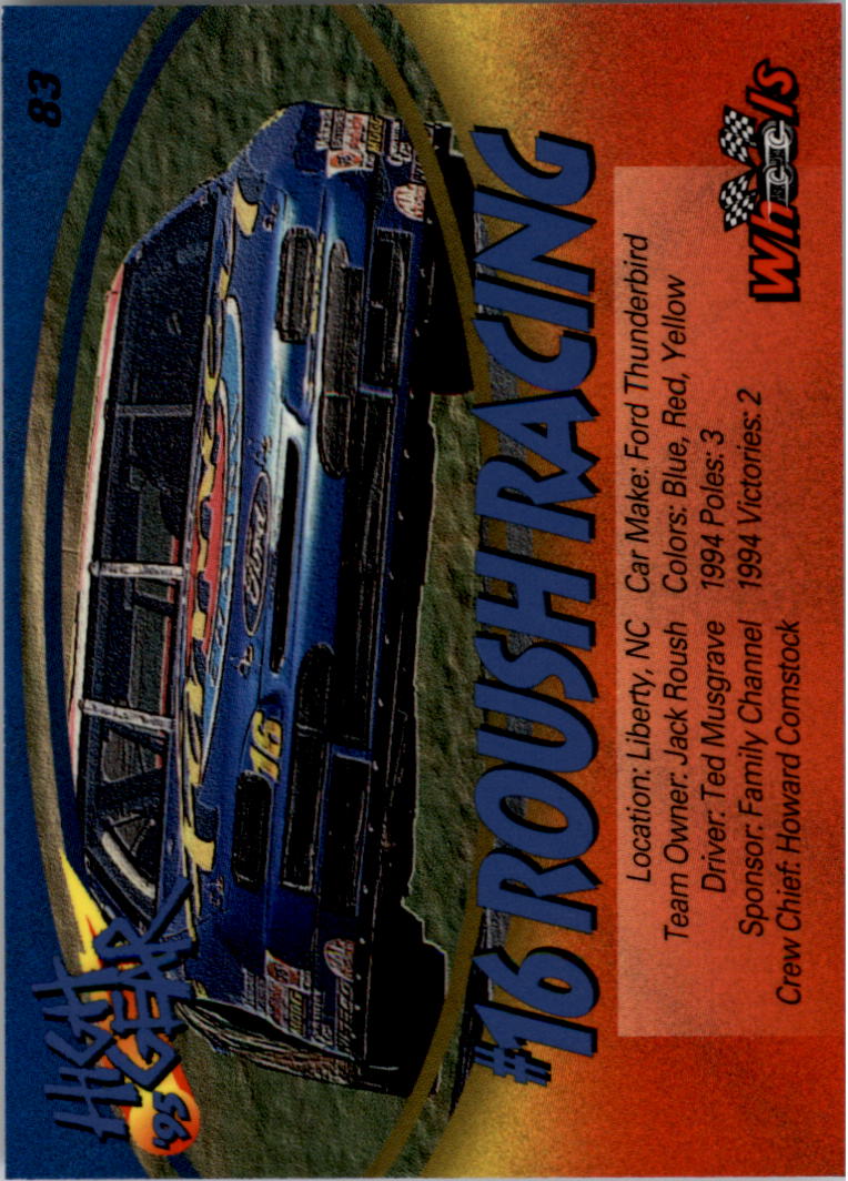 1995 Wheels High Gear #83 Ted Musgrave's Car back image