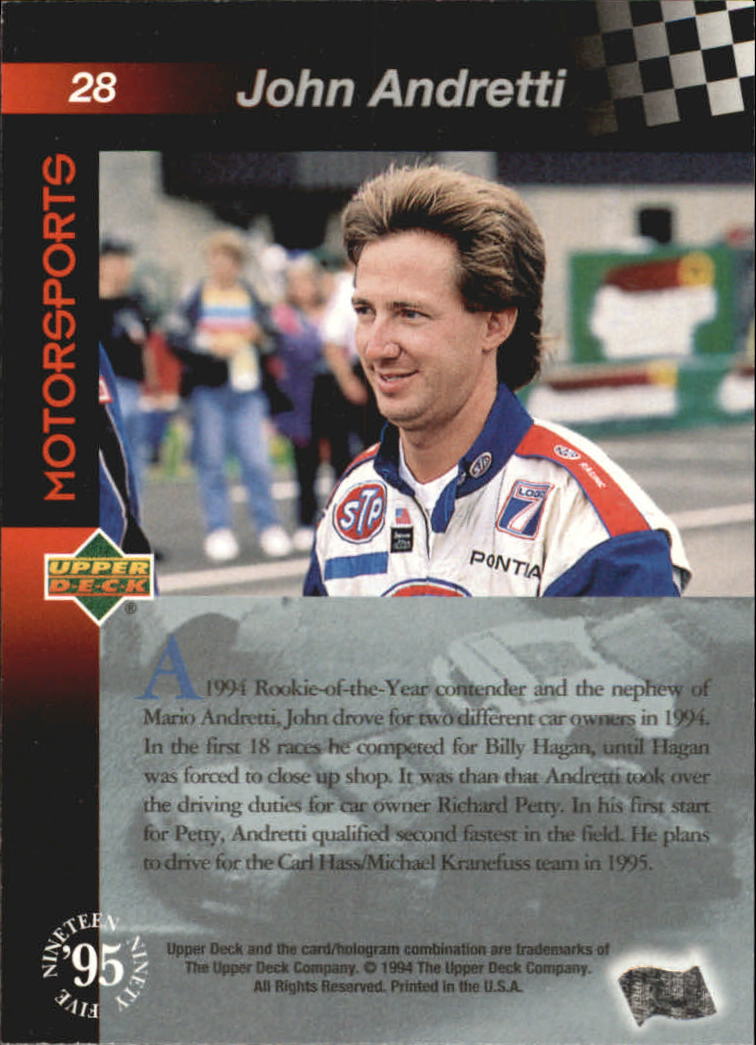 1995 Upper Deck #28 John Andretti back image