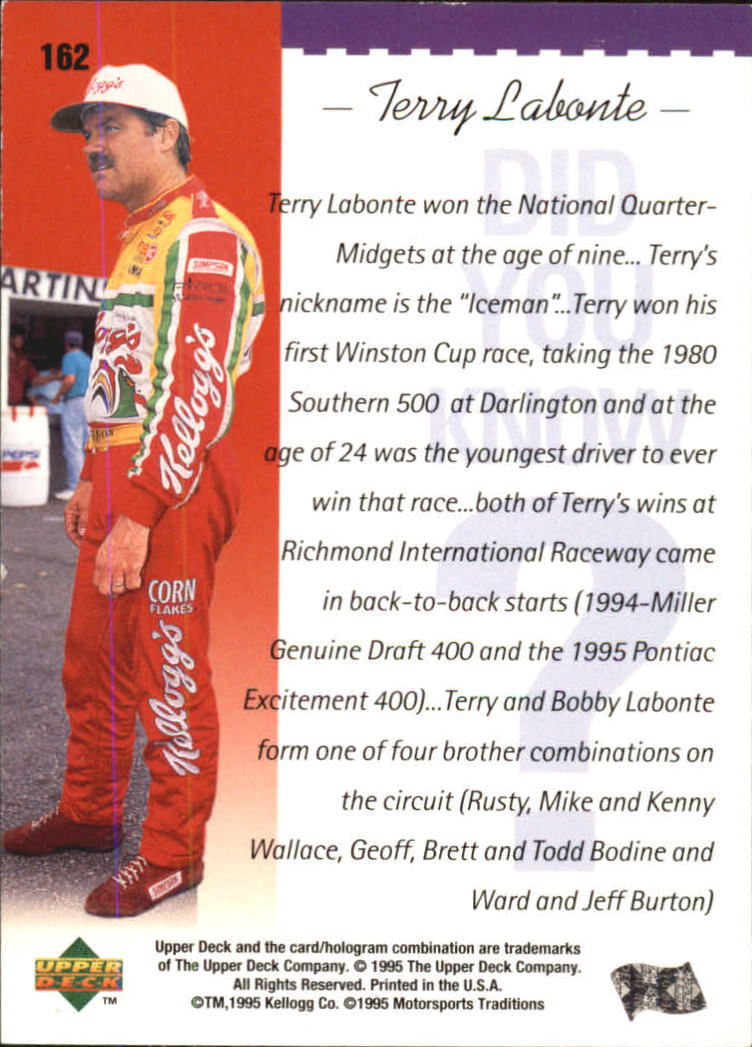 1995 Upper Deck #162 Terry Labonte DYK back image