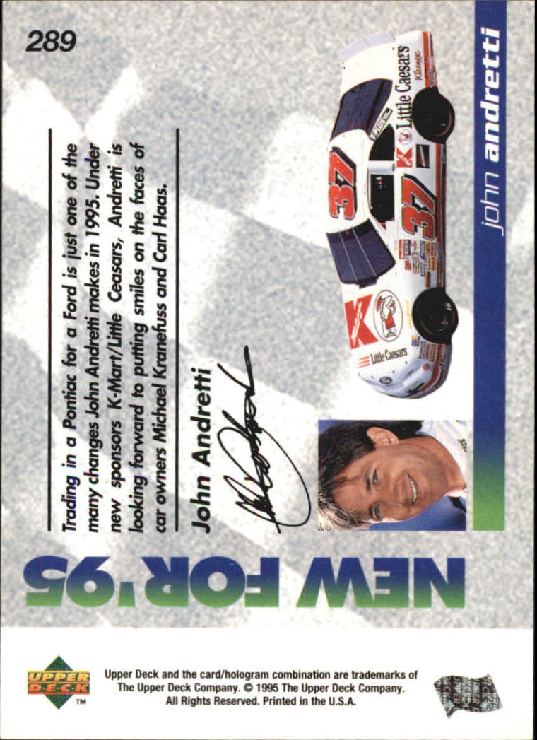 1995 Upper Deck #289 John Andretti's Car back image