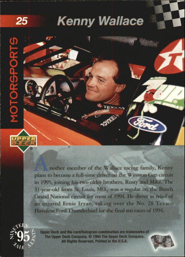 1995 Upper Deck Silver Signature/Electric Silver #25 Kenny Wallace back image