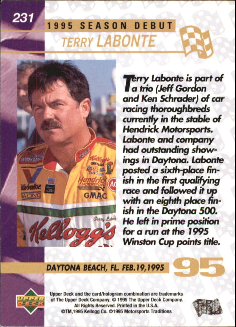 1995 Upper Deck Silver Signature/Electric Silver #231 Terry Labonte SD back image