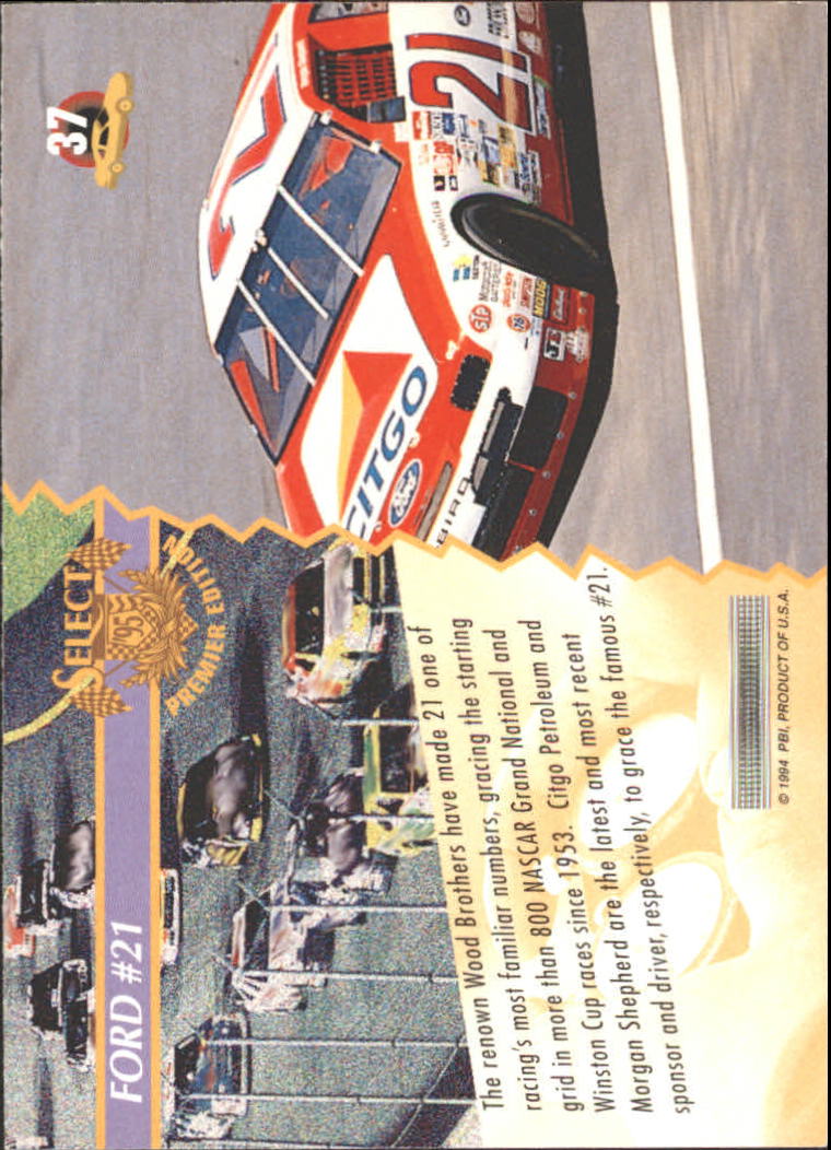 1995 Select #37 Morgan Shepherd's Car back image