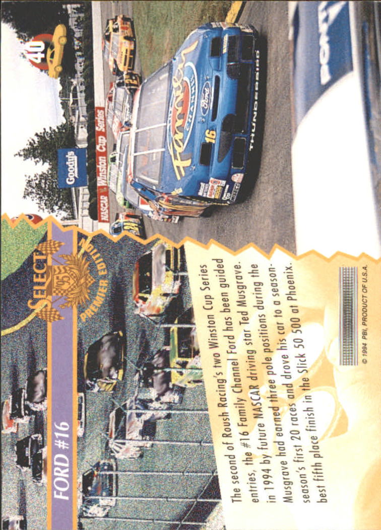 1995 Select #40 Ted Musgrave's Car back image