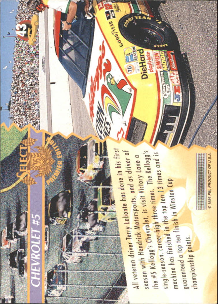 1995 Select #43 Terry Labonte's Car back image