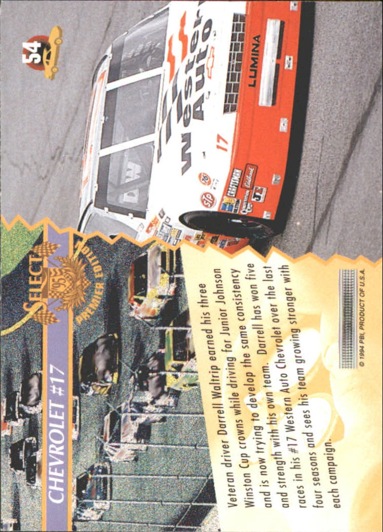 1995 Select #54 Darrell Waltrip's Car back image