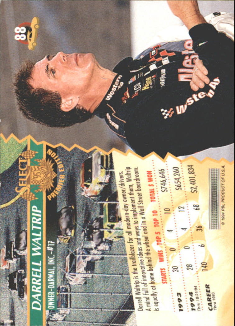 1995 Select #88 Darrell Waltrip OWN back image
