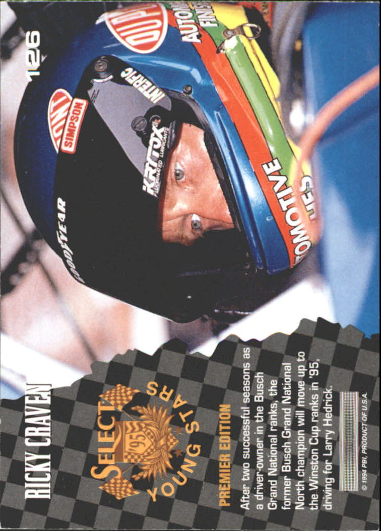 1995 Select #126 Ricky Craven YS back image