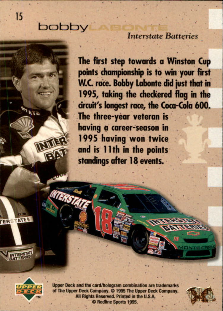 1995 SP #15 Bobby Labonte CC back image