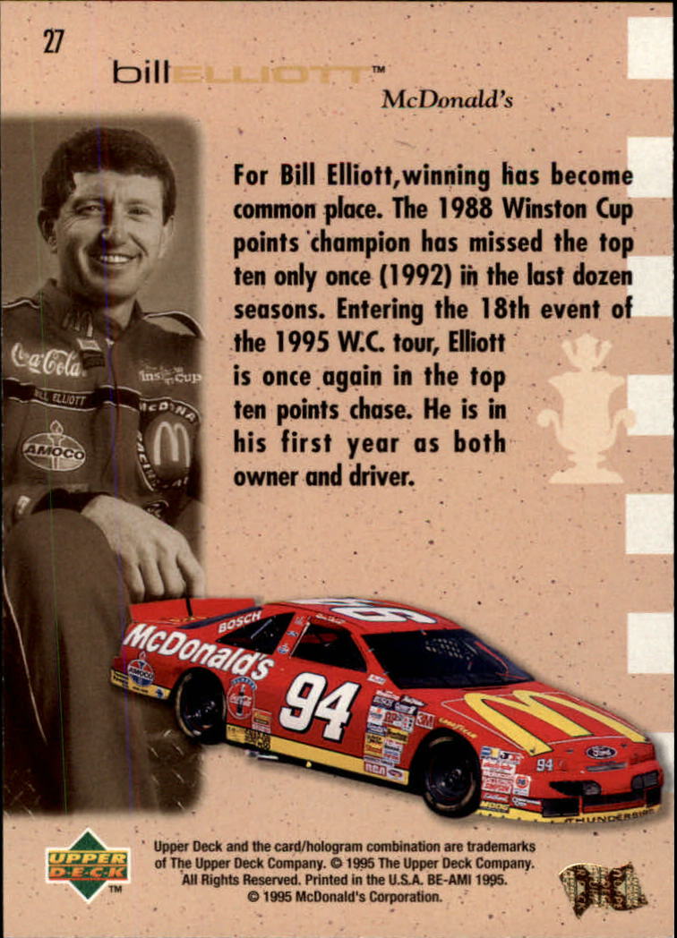 1995 SP #27 Bill Elliott CC back image