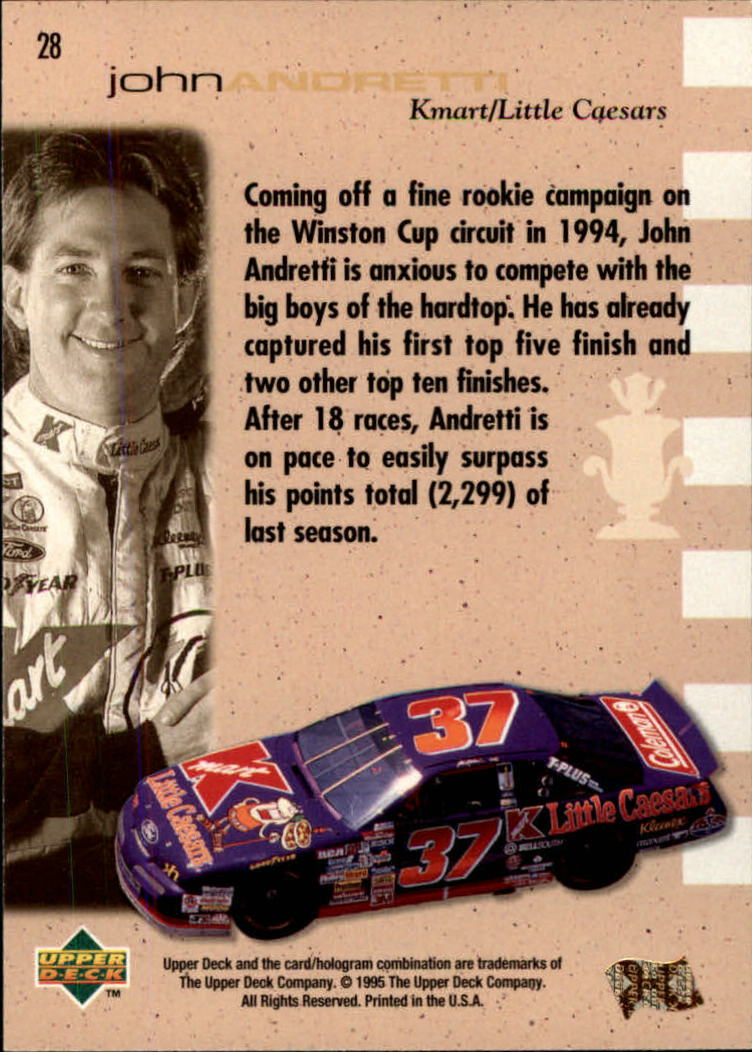 1995 SP #28 John Andretti CC back image