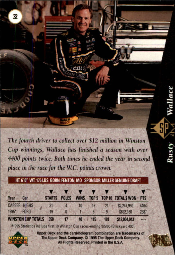 1995 SP #32 Rusty Wallace back image