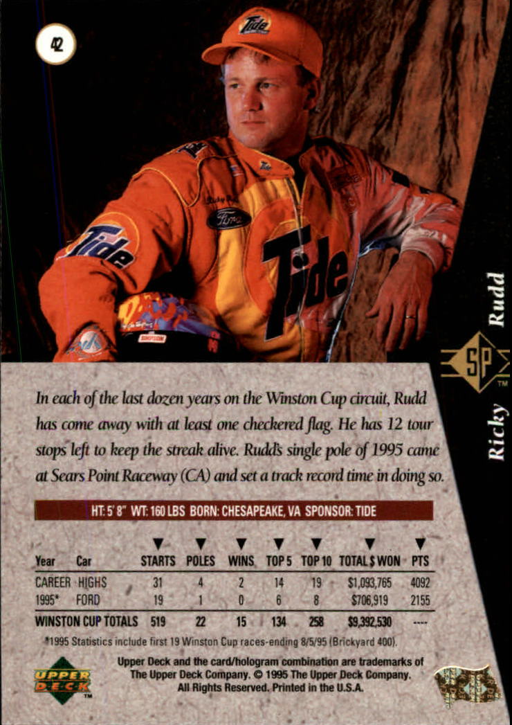 1995 SP #42 Ricky Rudd back image
