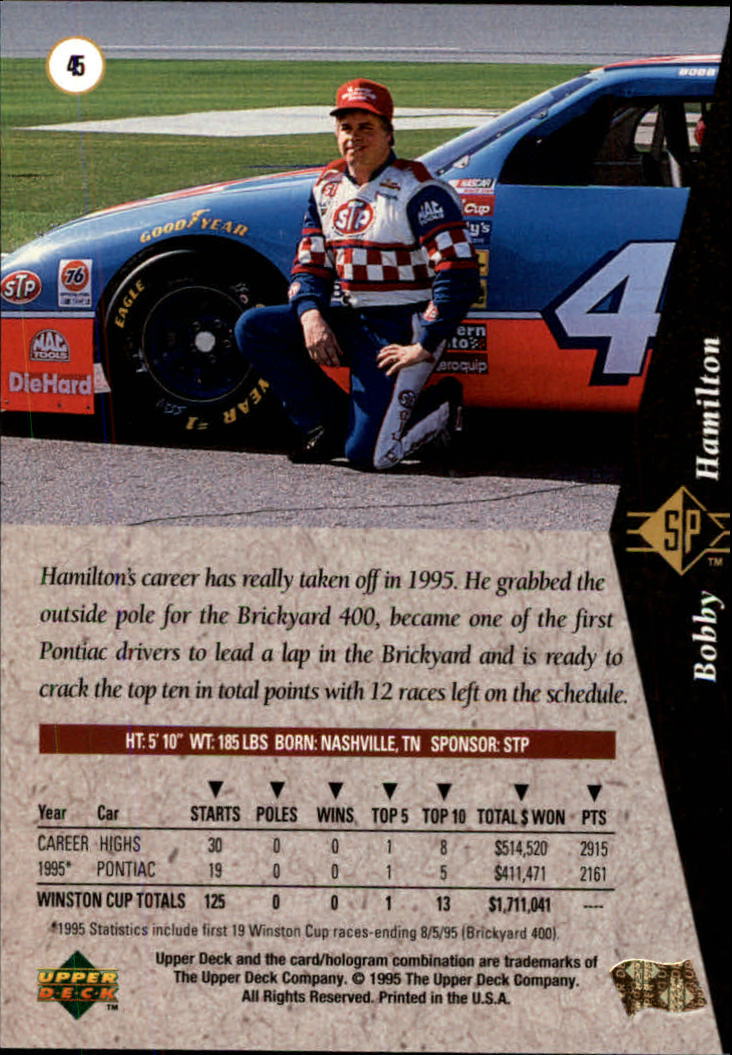 1995 SP #45 Bobby Hamilton back image