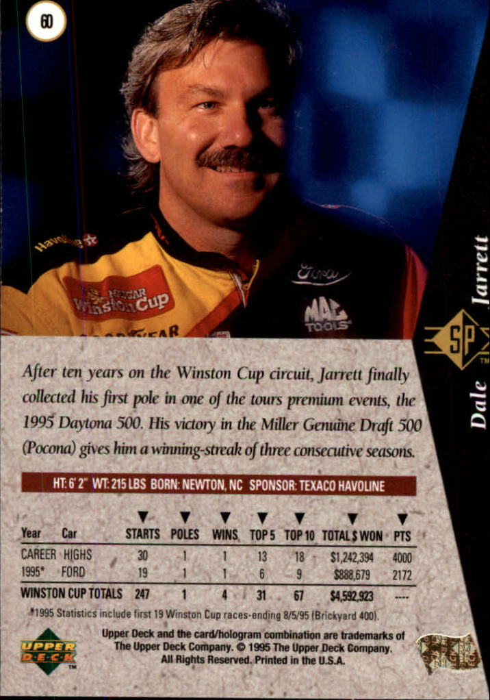 1995 SP #60 Dale Jarrett back image