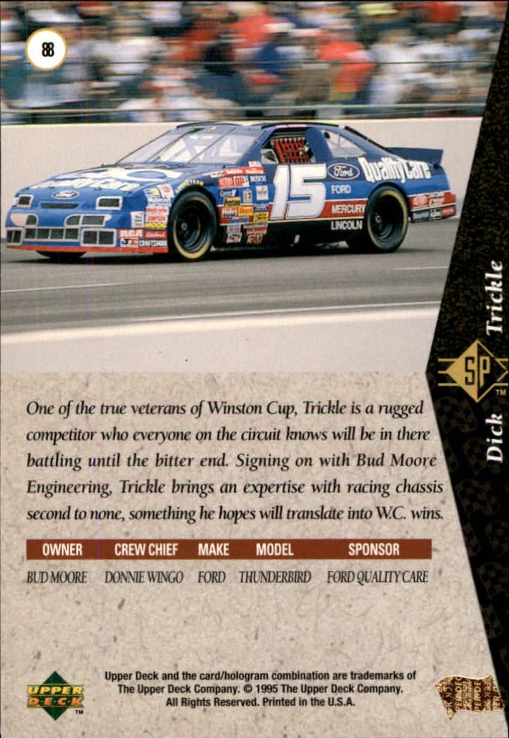 1995 SP #88 Dick Trickle's Car back image