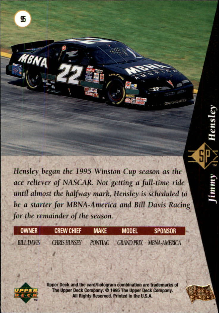 1995 SP #95 Jimmy Hensley's Car back image