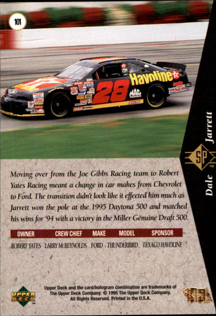 1995 SP #101 Dale Jarrett's Car back image