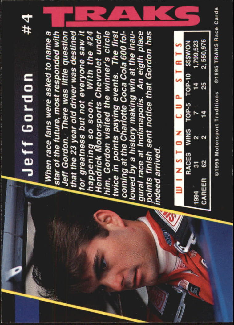 1995 Traks #4 Jeff Gordon back image
