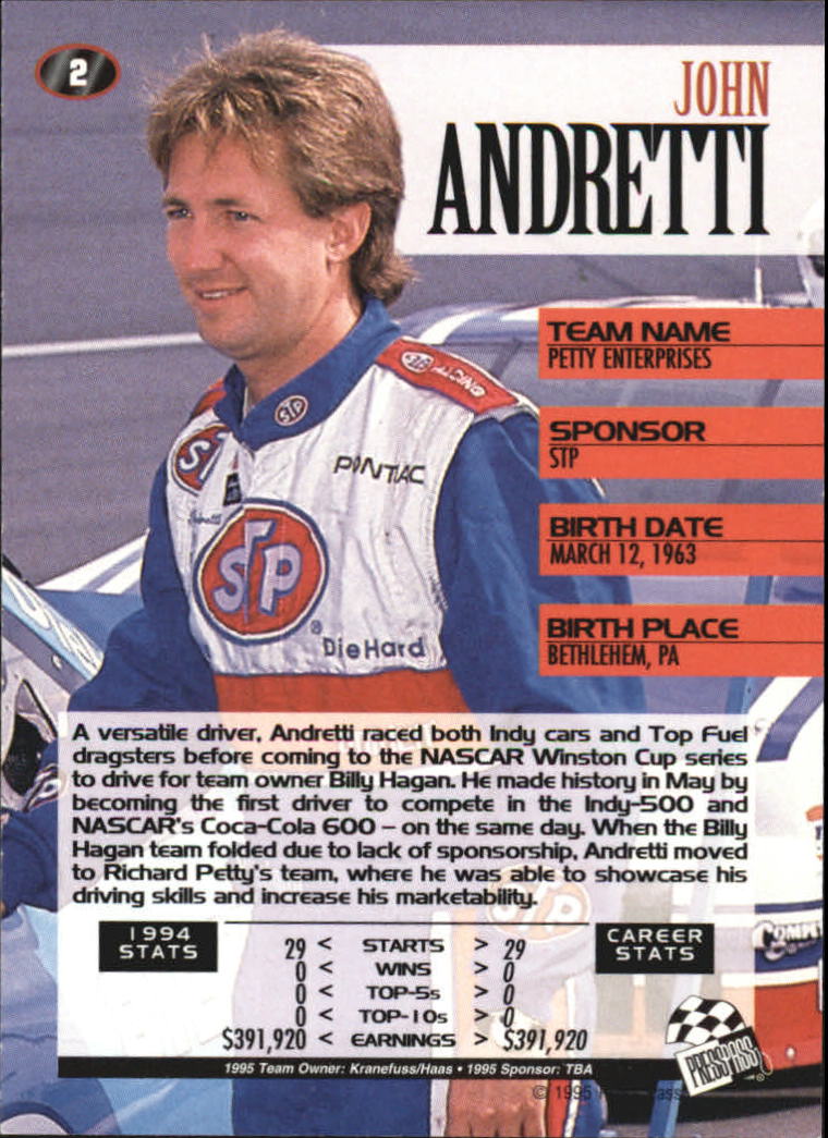 1995 Press Pass #2 John Andretti back image