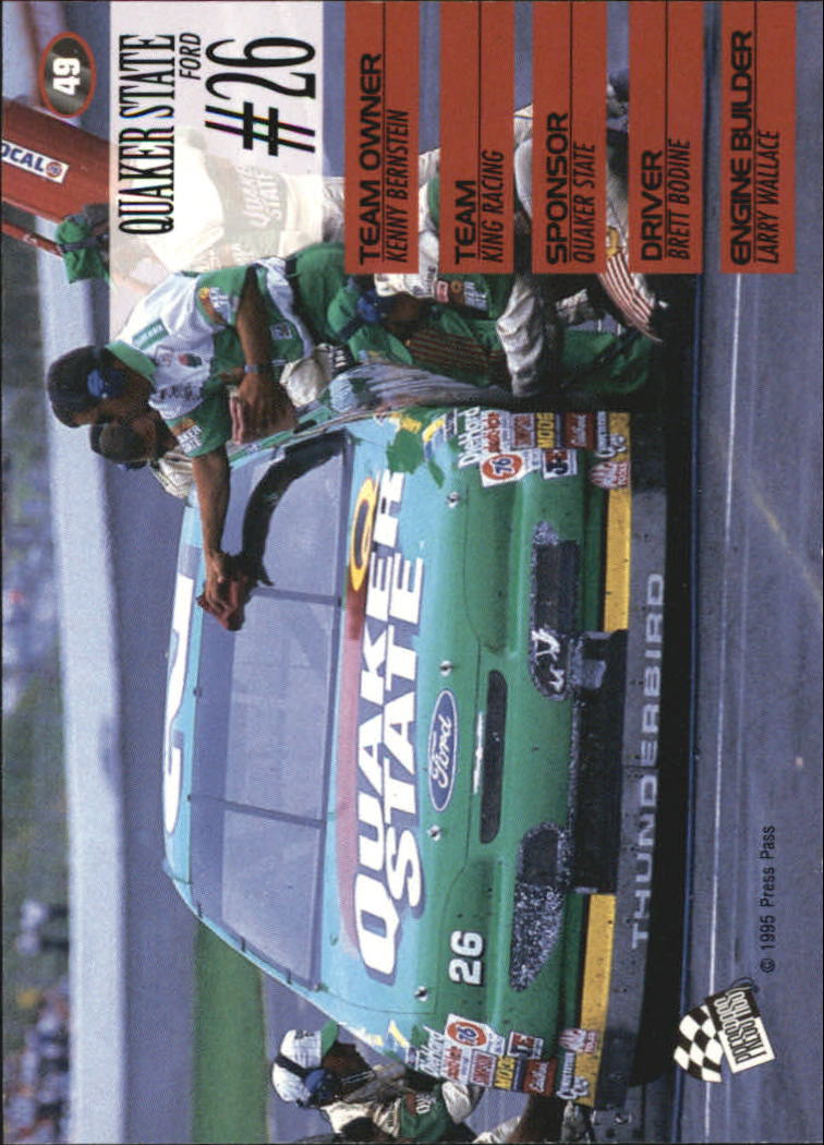 1995 Press Pass #49 Brett Bodine's Car back image