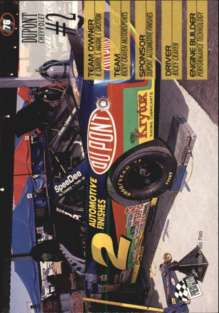 1995 Press Pass #76 Ricky Craven's Car back image