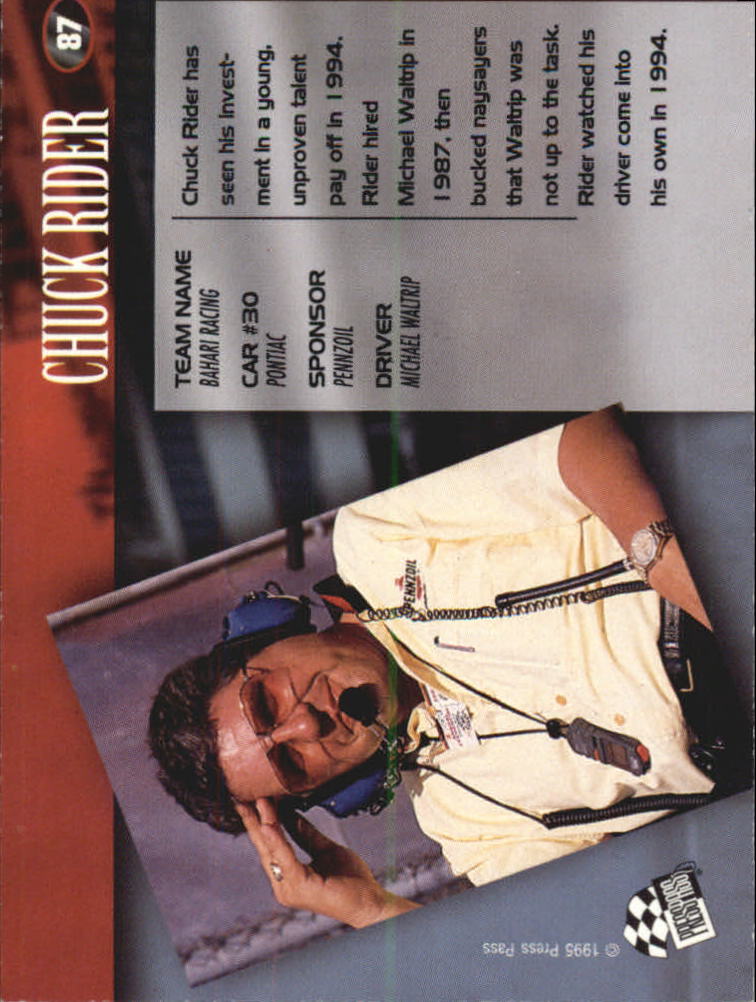 1995 Press Pass #87 Chuck Rider back image
