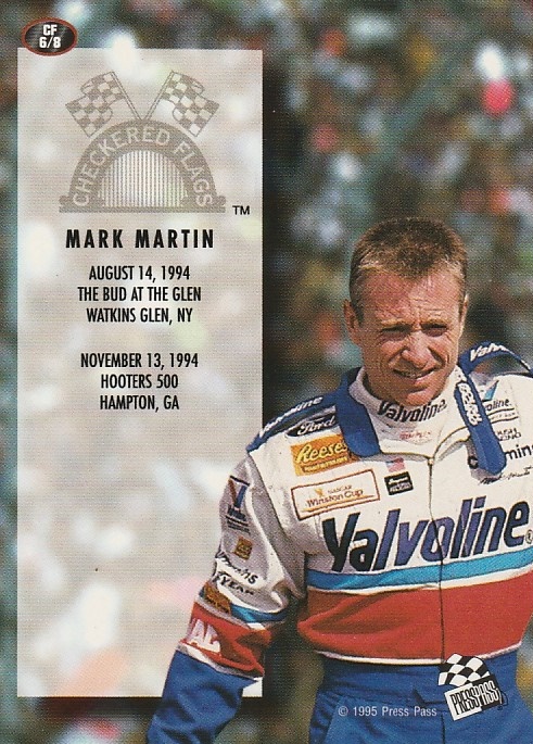 1995 Press Pass Checkered Flags #CF6 Mark Martin back image